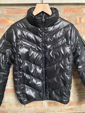 Diesel Shiny Black Quilted Puffer Jacket